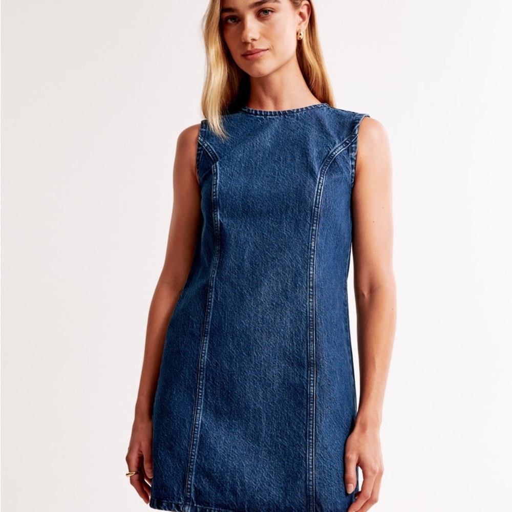 Denim Shift Mini Dress NWT dark wash